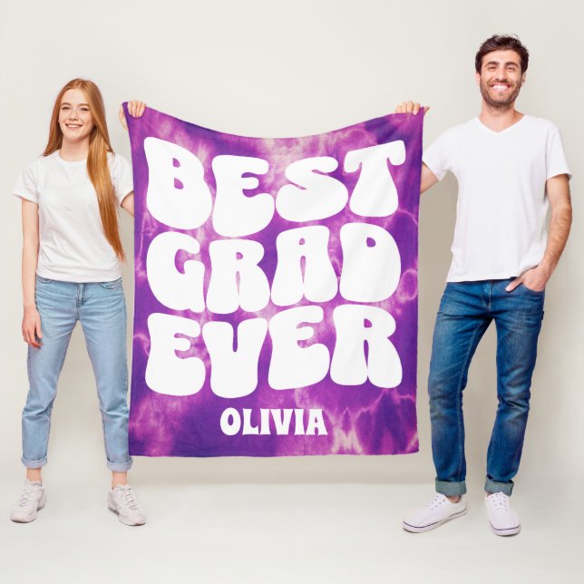Personlig Best Grad Lila Tie Dye Fleecefilt (På plats)