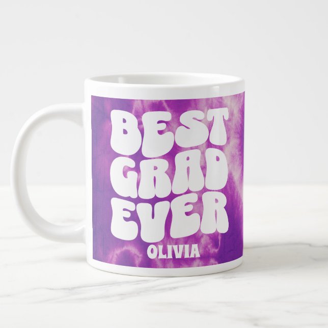 Personlig Best Grad Lila Tie Dye Jumbo Mugg (Vänster)