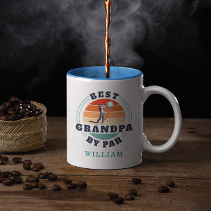 Personlig Best Grandpa by Par Golfing Birthday Två-Tonad Mugg