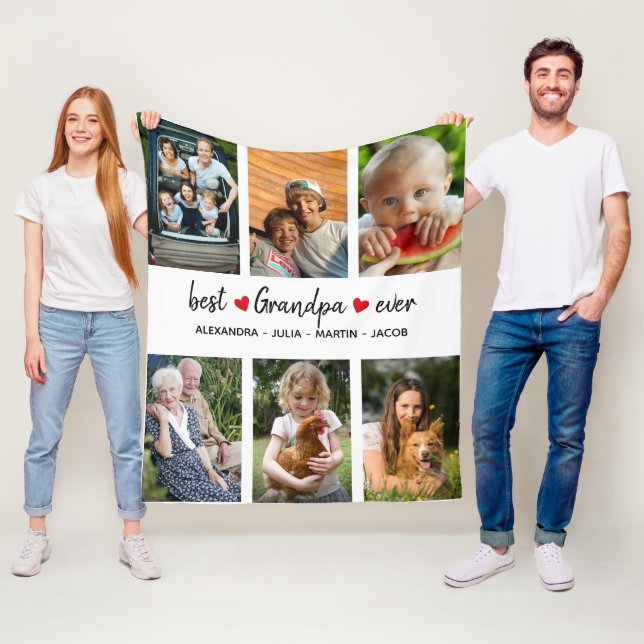 Personlig Best Grandpa nånsin 6 Photo Fleecefilt (På plats)