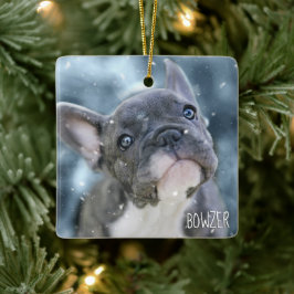 Personlig Best Hund eller Puppy Bild Namn Photo Julgransprydnad Keramik