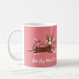 Personlig Best Hund Podenco Rosa Blommigt Mamma  Kaffemugg