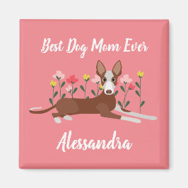 Personlig Best Hund Podenco Rosa Blommigt Mamma  Magnet