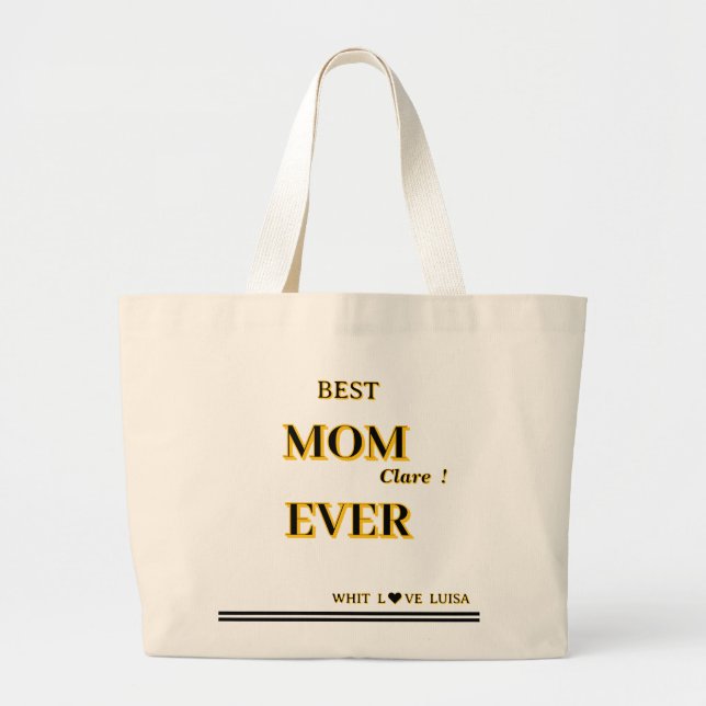Personlig BEST MAMMA EVER 2-skript Jumbo Tygkasse (Framsidan)