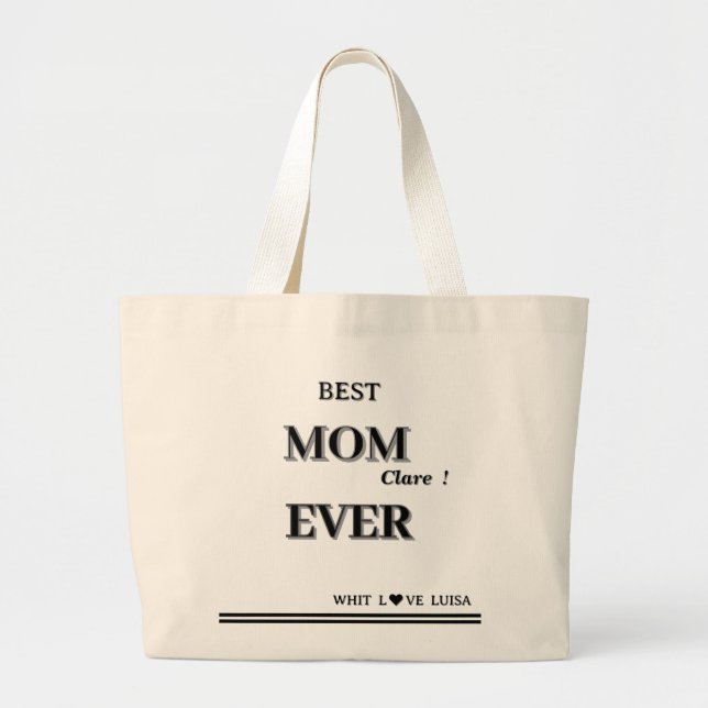Personlig BEST MAMMA EVER 3-skript Jumbo Tygkasse (Framsidan)