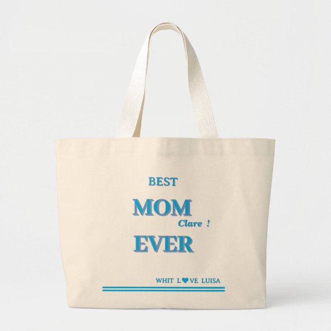 Personlig BEST MAMMA EVER 4-skript Jumbo Tygkasse (Framsidan)