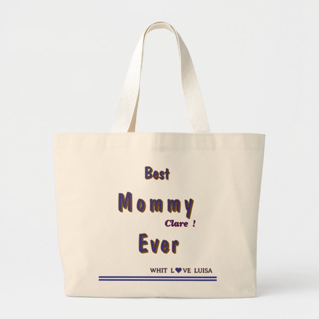 Personlig BEST MAMMA EVER 9-skript Jumbo Tygkasse (Framsidan)
