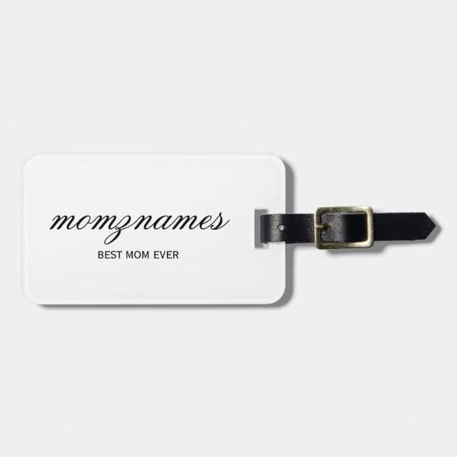 Personlig Best Mamma någonsin Calligraphy Namn Bagagebricka (Horisontell Framsida)
