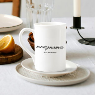 Personlig Best Mamma någonsin Calligraphy Namn Benporslin Mugg