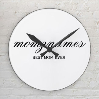 Personlig Best Mamma någonsin Calligraphy Namn Rund Klocka