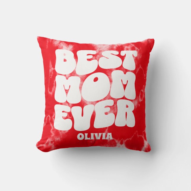 Personlig Best Mamma någonsin Red Tie Dye Kudde (Framsida)