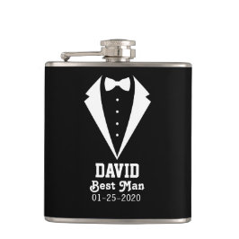 Personlig Best Man Black Flask Gift Fickplunta