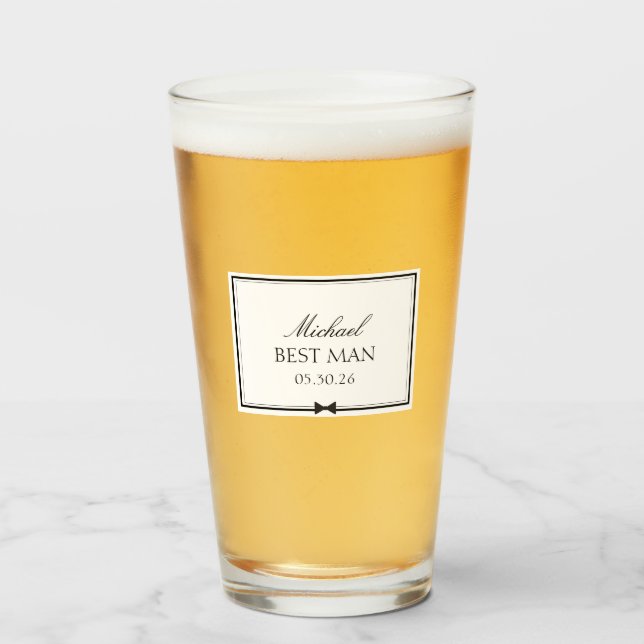 Personlig Best Man Bowtie Bröllopsfest Gift Glaskopp (Framsida fylld)