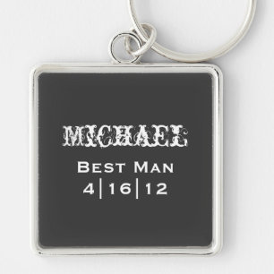 Personlig Best Man Keychain Fyrkantig Silverfärgad Nyckelring