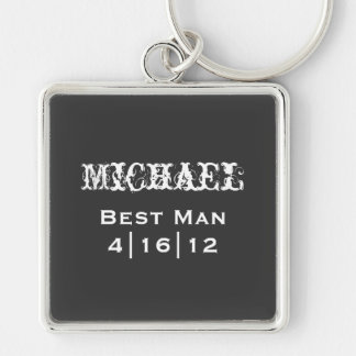 Personlig Best Man Keychain Fyrkantig Silverfärgad Nyckelring