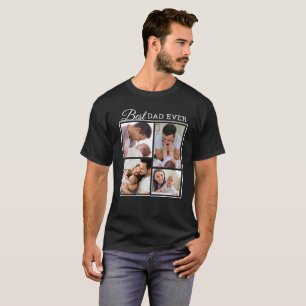 Personlig Best Pappa någonsin 4 Photo Collage Blac T Shirt