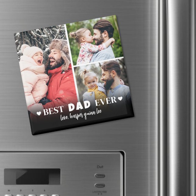 Personlig Best Pappa Photo Collage Far Magnet (Personalized Best Dad Photo Collage Father magnet)