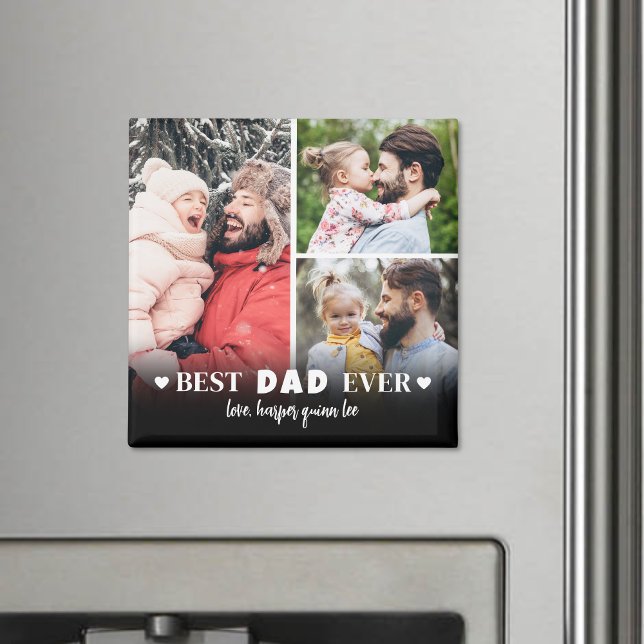 Personlig Best Pappa Photo Collage Far Magnet (Personalized Best Dad Photo Collage Father magnet)