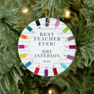 Personlig Best Teacher-julprydnad Julgransprydnad Keramik