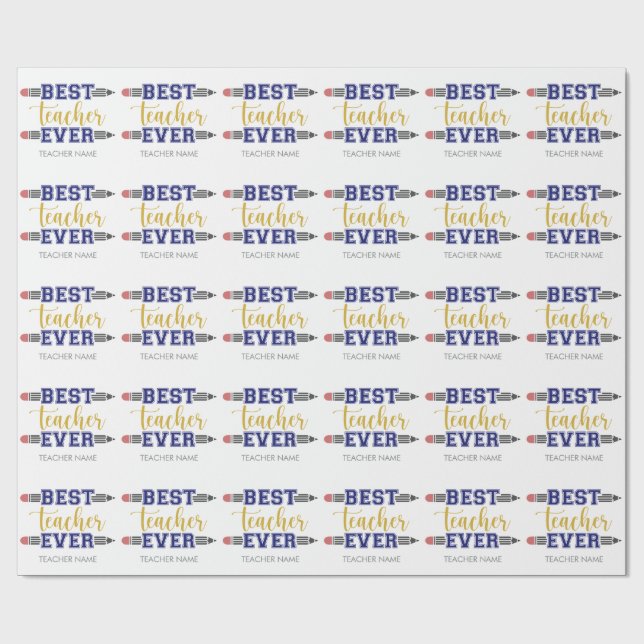 Personlig Best Teacher någonsin - anpassad gåva Presentpapper (Platt)