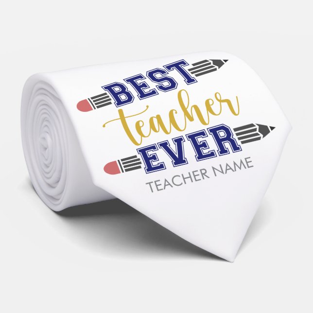 Personlig Best Teacher någonsin - anpassad gåva Slips (Rullad)