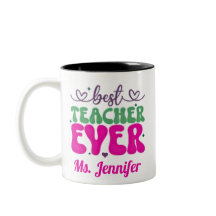 Personlig Best Teacher rosa grönt-skript