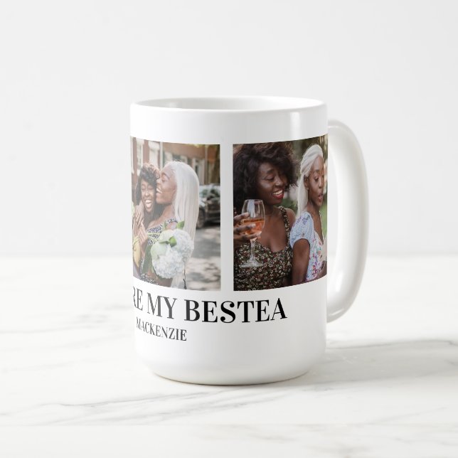 Personlig Bestea (bästa vän + te) text 3 bilder Kaffemugg (Framsida höger)