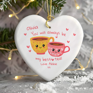 Personlig Bestie Hearts Gift Julgransprydnad Keramik