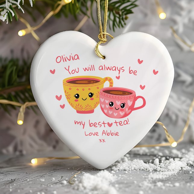 Personlig Bestie Hearts Gift Julgransprydnad Keramik (Skapare uppladdad)