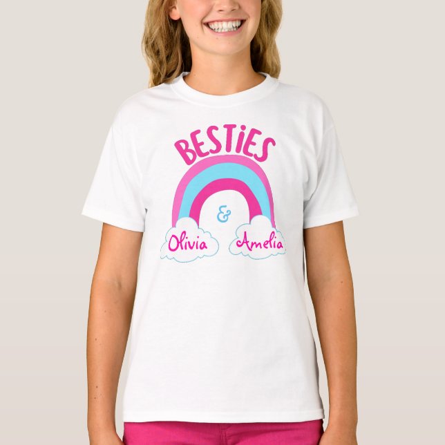 Personlig Besties BFF Best Friends T-Shirt (Framsida)