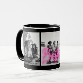 Personlig "Besties" Black & White Photo Collage Mugg