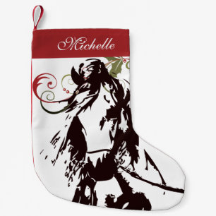Personlig Bevackra Horse and Holly Helgdag Liten Julstrumpa