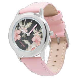 Personlig Bezel Stainless Steel Watch/Flowers Armbandsur