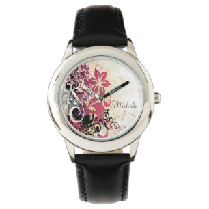 Personlig Bezel Stainless Steel Watch/Flowers Armbandsur