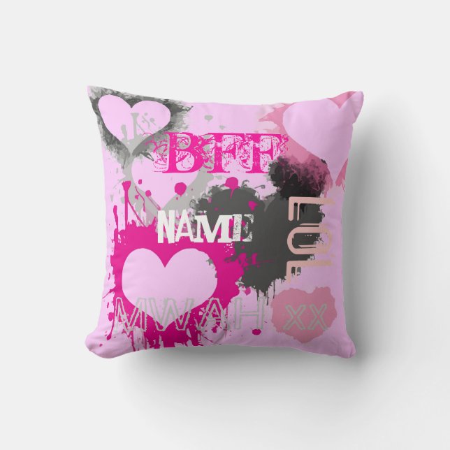 Personlig BFF bästa vänner för alltid rosa Kudde (Framsida)