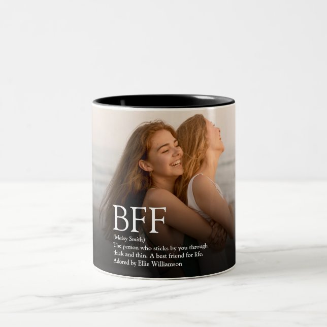 Personlig BFF-definition Bästa vän-fotografi Två-Tonad Mugg (Center)