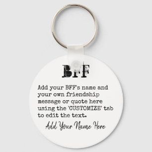 Personlig BFF Friends Gift - Typewriter-teckensnit Nyckelring