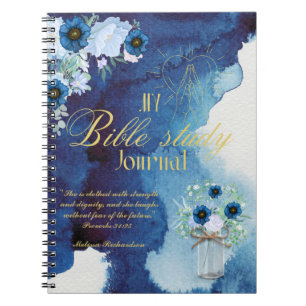 Personlig Bible Study Add Namn and Faith Verse Anteckningsbok