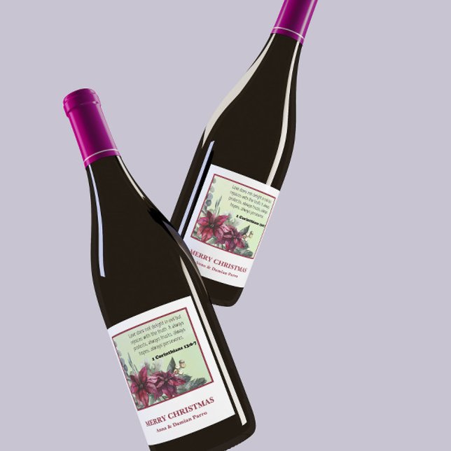 Personlig Bible Verse God jul Vinflaska Etikett (Skapare uppladdad)