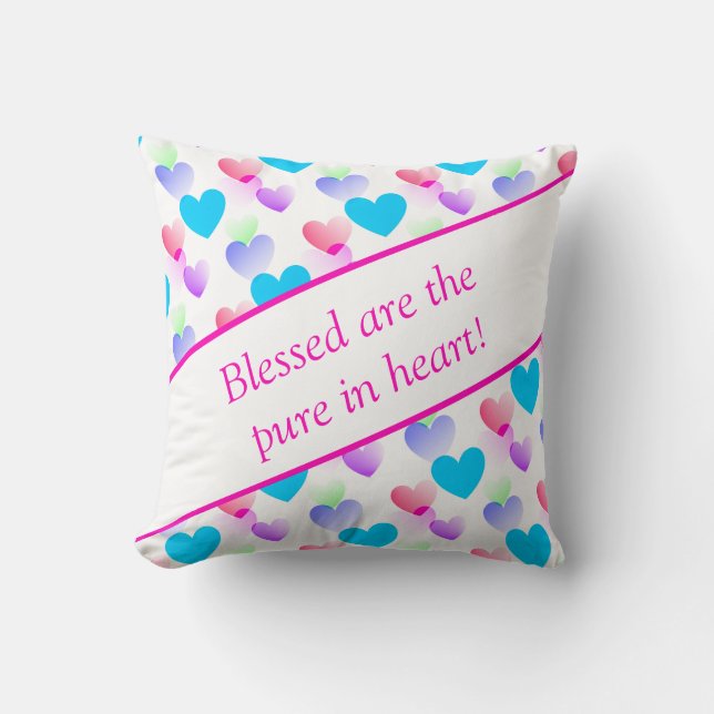 Personlig Bible Verse Hearts Elegant Roligt Rosa Kudde (Framsida)