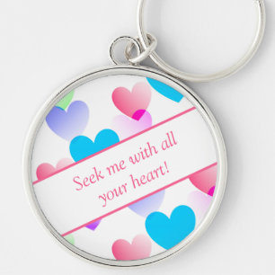 Personlig Bible Verse Hearts Round Rosy Rosa Rund Silverfärgad Nyckelring