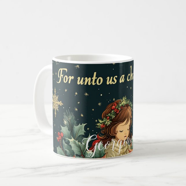 Personlig, biblisk nyans, underordnad och verse kaffemugg (Framsida vänster)