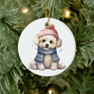 Personlig Bichon Frise Hund Art Julgransprydnad Keramik
