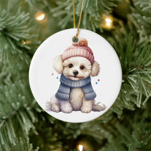 Personlig Bichon Frise Hund Art Julgransprydnad Keramik (Träd)