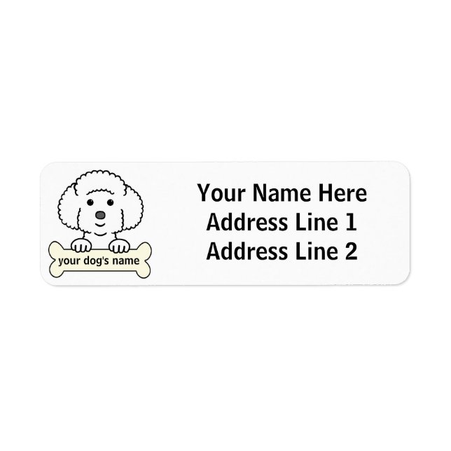 Personlig Bichon Frise Returadress Etikett (Framsidan)
