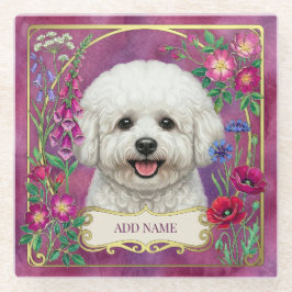 Personlig Bichon Frise Rosa Glasundersats