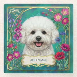 Personlig Bichon Frise Teal Glasundersats