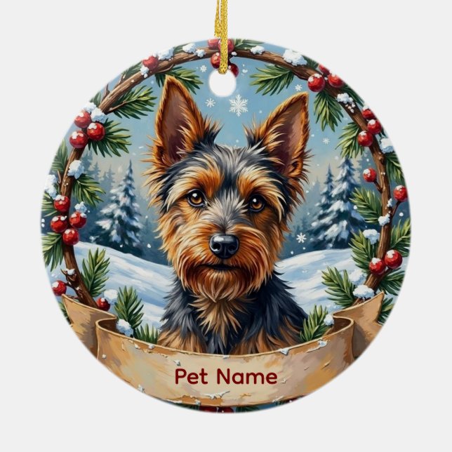 Personlig Biewer Terrier Jul Julgransprydnad Keramik (Baksidan)