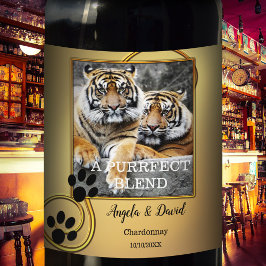 Personlig Big Cats Tiger Bröllop Vin-etikett Vinflaska Etikett
