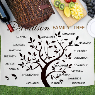 Personlig Big Family Träd (20 namn) Fleecefilt